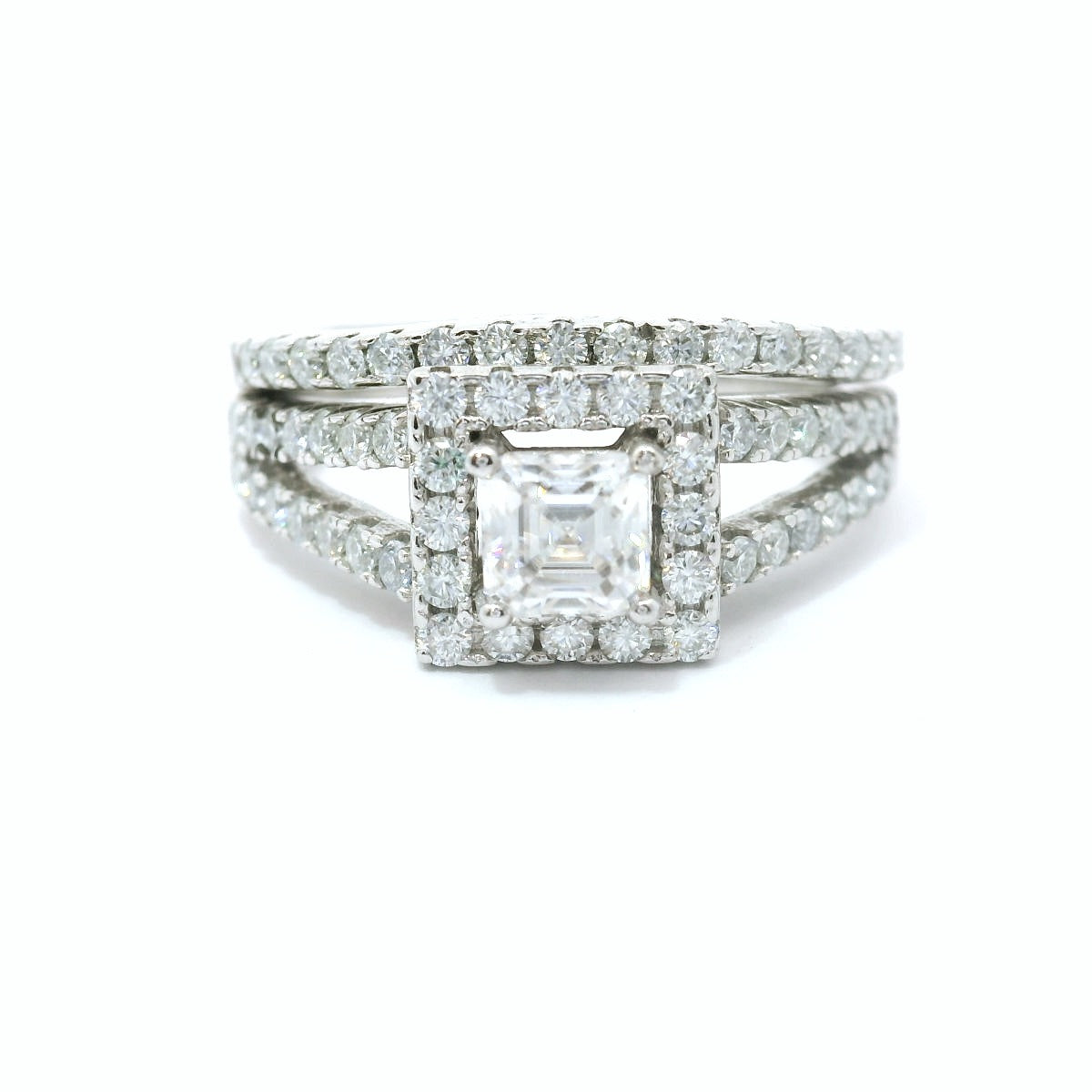Sterling Silver with Princess Cut Moissanite Wedding Set CTW image 0